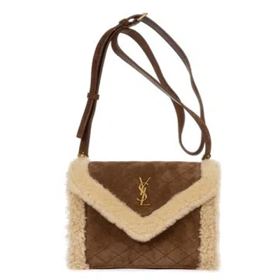 Pre-owned Saint Laurent Leather Rare Ltd. Ed. Shearling Flap Pochette Null In Neutral