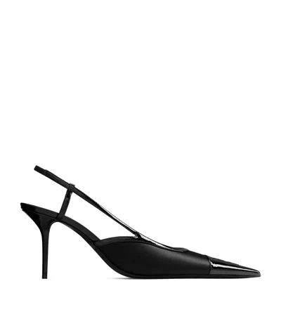 Saint Laurent Leather Renée Slingback Pumps 75 In Black
