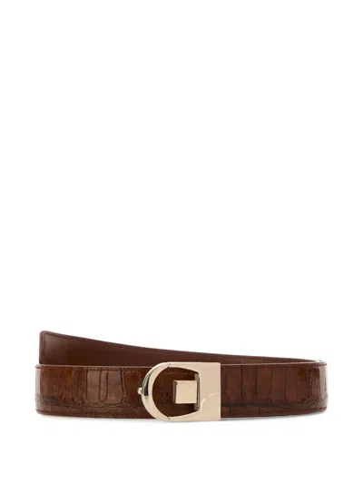 Saint Laurent Leather Reversible Belt In Brown
