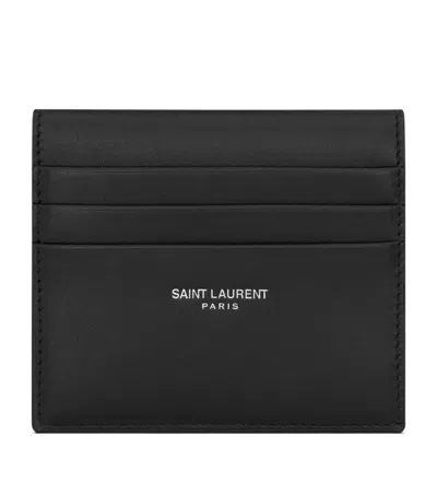 Saint Laurent Leather Reversible Card Holder In Black