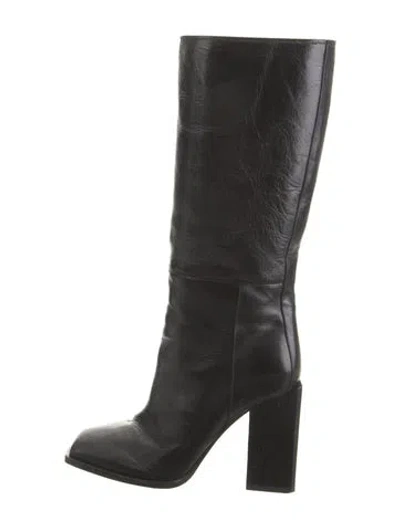 Pre-owned Saint Laurent Leather Riding Boots In Black