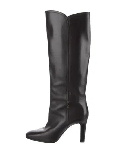 Pre-owned Saint Laurent Leather Riding Boots In Black