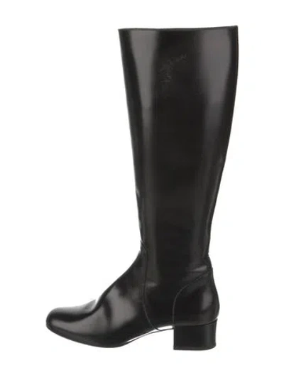Pre-owned Saint Laurent Leather Riding Boots In Black