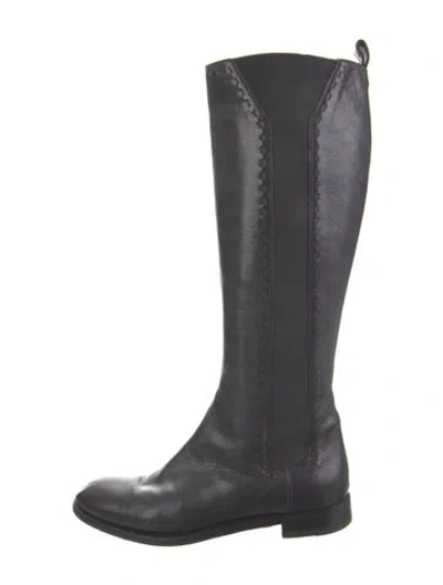 Pre-owned Saint Laurent Leather Riding Boots In Black