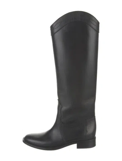 Pre-owned Saint Laurent Leather Riding Boots In Black