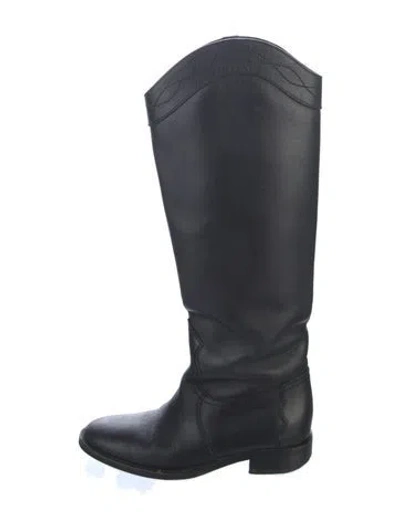 Pre-owned Saint Laurent Leather Riding Boots In Blue