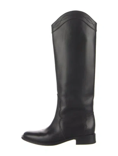 Pre-owned Saint Laurent Leather Riding Boots In Blue