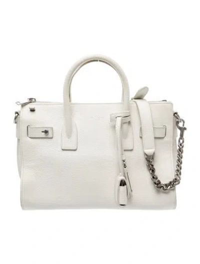 Pre-owned Saint Laurent Leather Sac De Jour Mini Tote Bag Mini In White