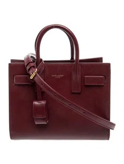 Pre-owned Saint Laurent Leather Sac De Jour Nano 2024 In Burgundy