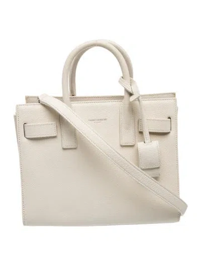 Pre-owned Saint Laurent Leather Sac De Jour In White