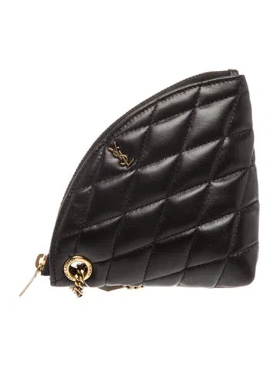 Pre-owned Saint Laurent Leather Sade Mini Pouch Mini W/ Tags In Black