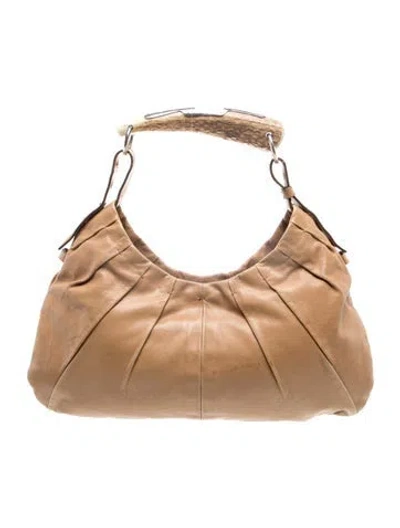 Pre-owned Saint Laurent Leather  Mombasa Medium In Neutrals
