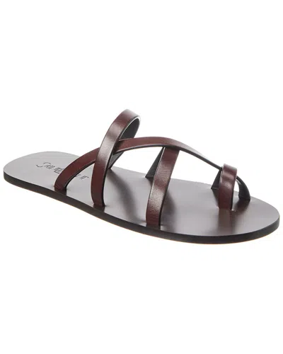 Saint Laurent Culver Flat Sandal In Ultra Dark Brown