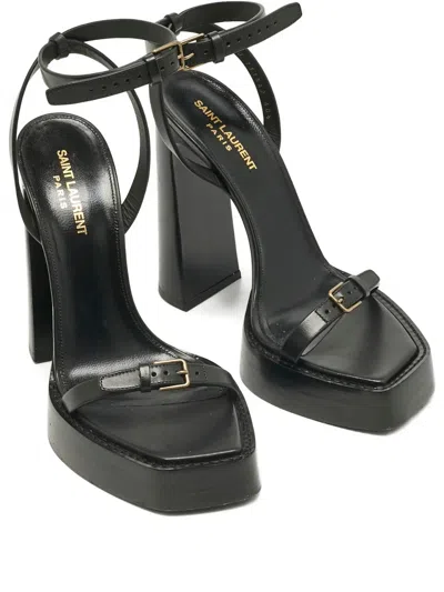 Pre-owned Saint Laurent Leather Sandals In Black
