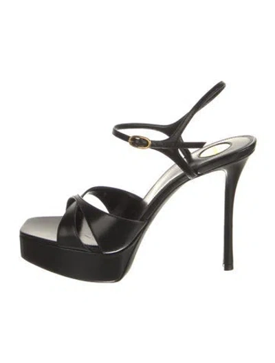 Pre-owned Saint Laurent Leather Sandals In Black