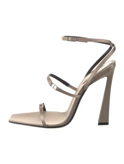 Pre-owned Saint Laurent Leather Sandals In Gray