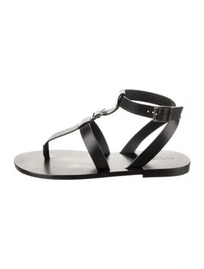 Pre-owned Saint Laurent Leather Sandals W/ Tags In Black