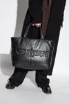 Saint Laurent Leather Shopper Bag In Black