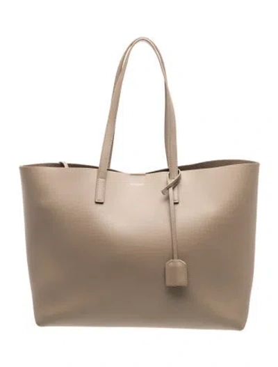 Pre-owned Saint Laurent Leather Shopping Tote East West 2023 In Neutral