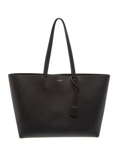 Pre-owned Saint Laurent Leather Shopping Tote In Gray