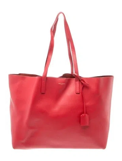 Pre-owned Saint Laurent Leather Shopping Tote In Red