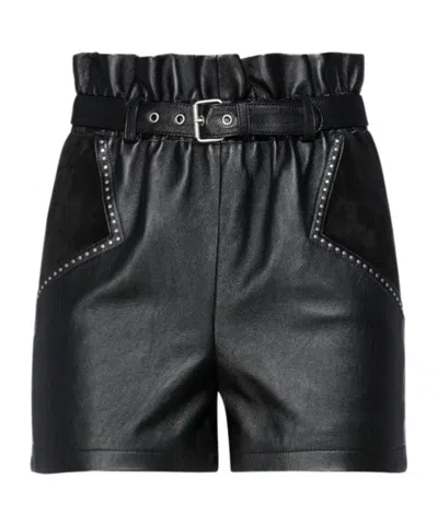 Saint Laurent Leather Shorts In Black