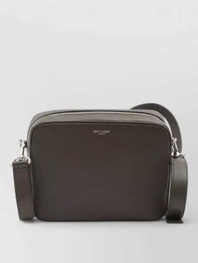Saint Laurent Small Camera Hammered-leather Messenger Bag In Brown