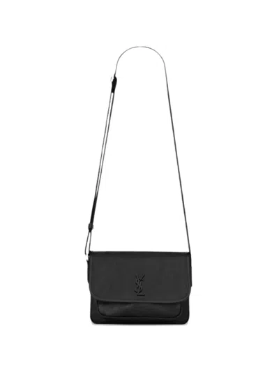 Saint Laurent Niki Crossbody Bag With Quilted Foldover And Chain Strap In Black
