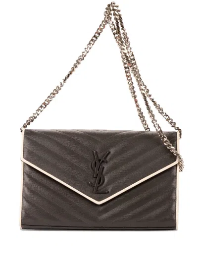 Pre-owned Saint Laurent Leather Shoulder Bag In Gray