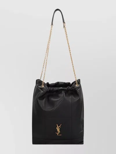 Saint Laurent Leather Shoulder Pouch Metal Strap