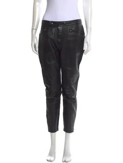 Pre-owned Saint Laurent Leather Skinny Leg Pants In Black