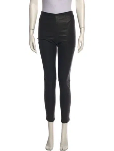 Pre-owned Saint Laurent Leather Skinny Leg Pants In Black