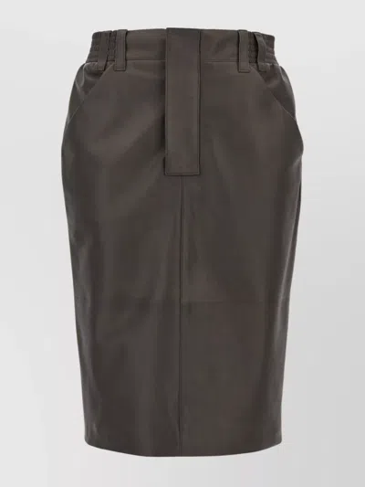 SAINT LAURENT LEATHER SKIRT WITH BELT LOOPS AND POCKETS