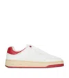 Saint Laurent Distressed Leather Sneakers Perforated Panels In White