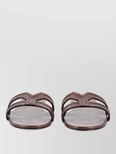 Saint Laurent Leather Slides In Multi
