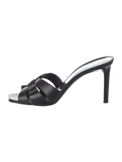 Pre-owned Saint Laurent Leather Slides In Black