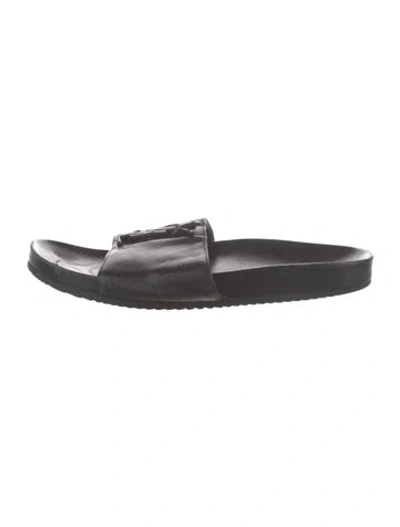 Pre-owned Saint Laurent Leather Slides In Black