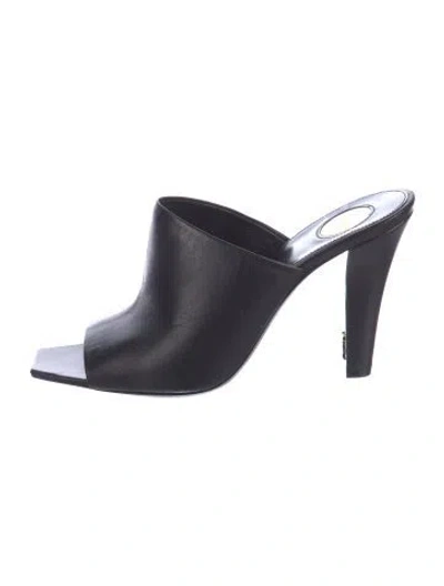 Pre-owned Saint Laurent Leather Slides In Black