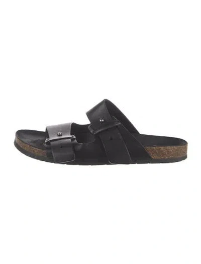 Pre-owned Saint Laurent Leather Slides In Black