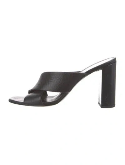 Pre-owned Saint Laurent Leather Slides In Black