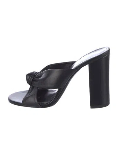 Pre-owned Saint Laurent Leather Slides In Black