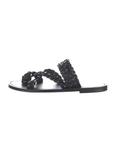 Pre-owned Saint Laurent Leather Slides In Black