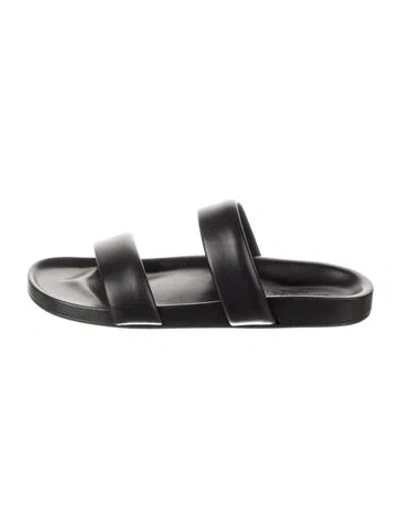 Pre-owned Saint Laurent Leather Slides In Black