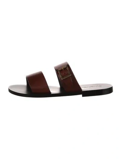 Pre-owned Saint Laurent Leather Slides In Black