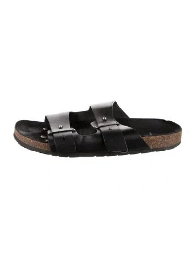 Pre-owned Saint Laurent Leather Slides In Black