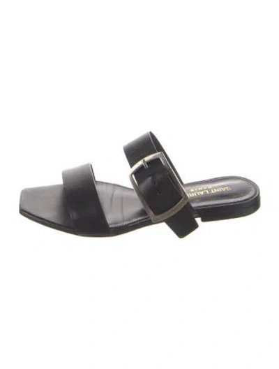 Pre-owned Saint Laurent Leather Slides In Black