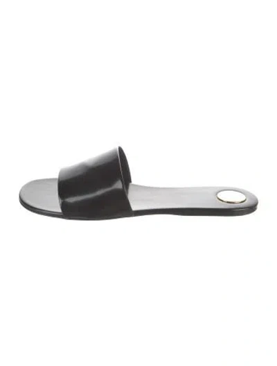 Pre-owned Saint Laurent Leather Slides In Black