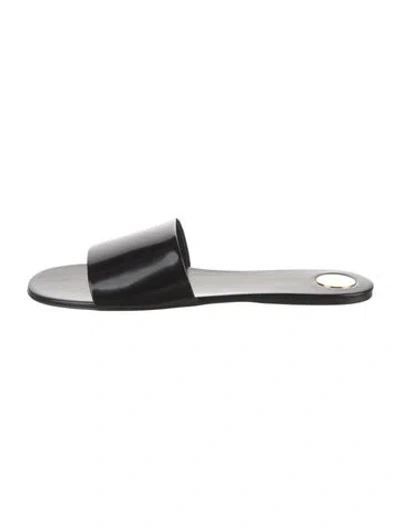 Pre-owned Saint Laurent Leather Slides In Black
