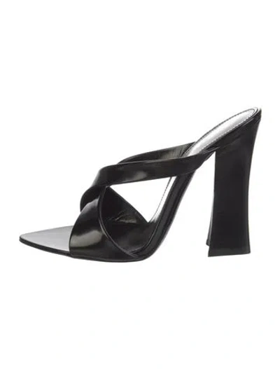 Pre-owned Saint Laurent Leather Slides In Black