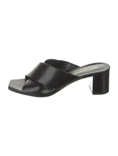Pre-owned Saint Laurent Leather Slides In Black